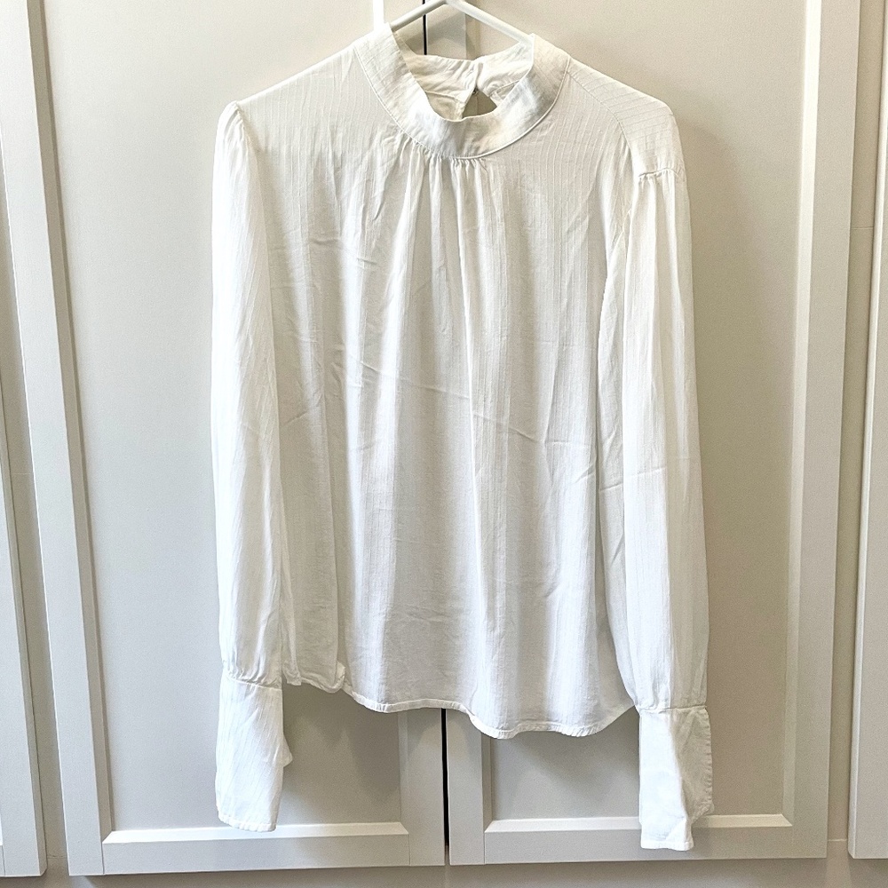White Bell Sleeve Blouse